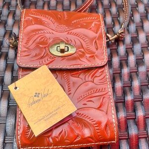 Patricia Nash camel Embossed Leather Crossbody Bag